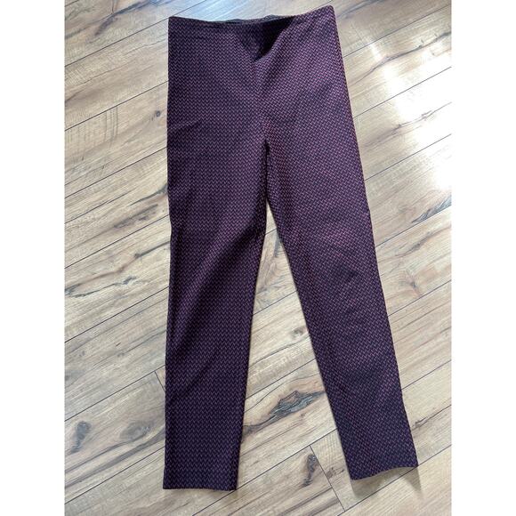 Joseph Ribkoff size 12 maroon & black patterned pull on pants - Picture 1 of 4
